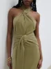Luella Halterneck Maxi Dress - Olive sold by Pretty Lavish