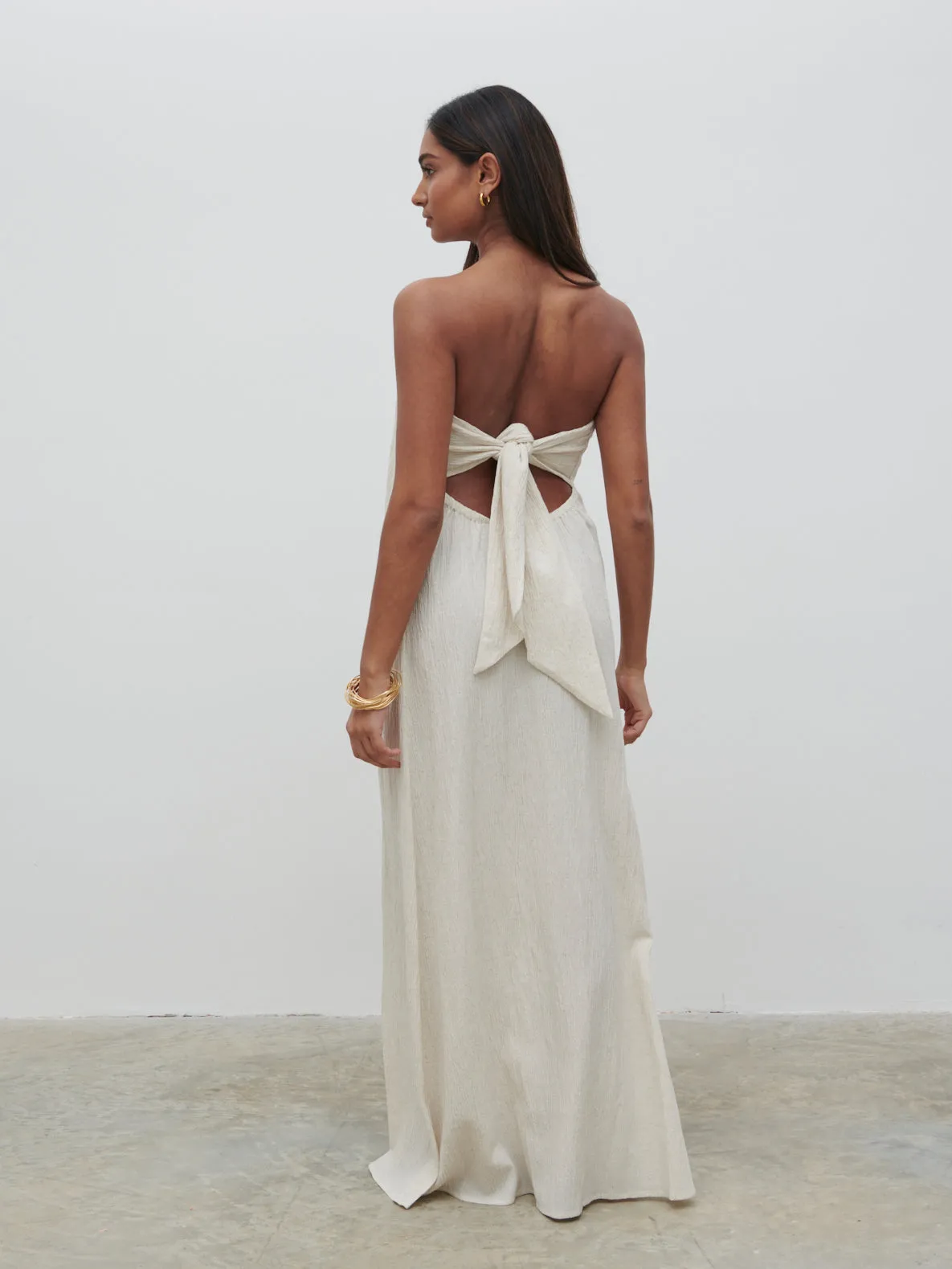 Demi Bandeau Maxi Dress - Natural sold by Pretty Lavish