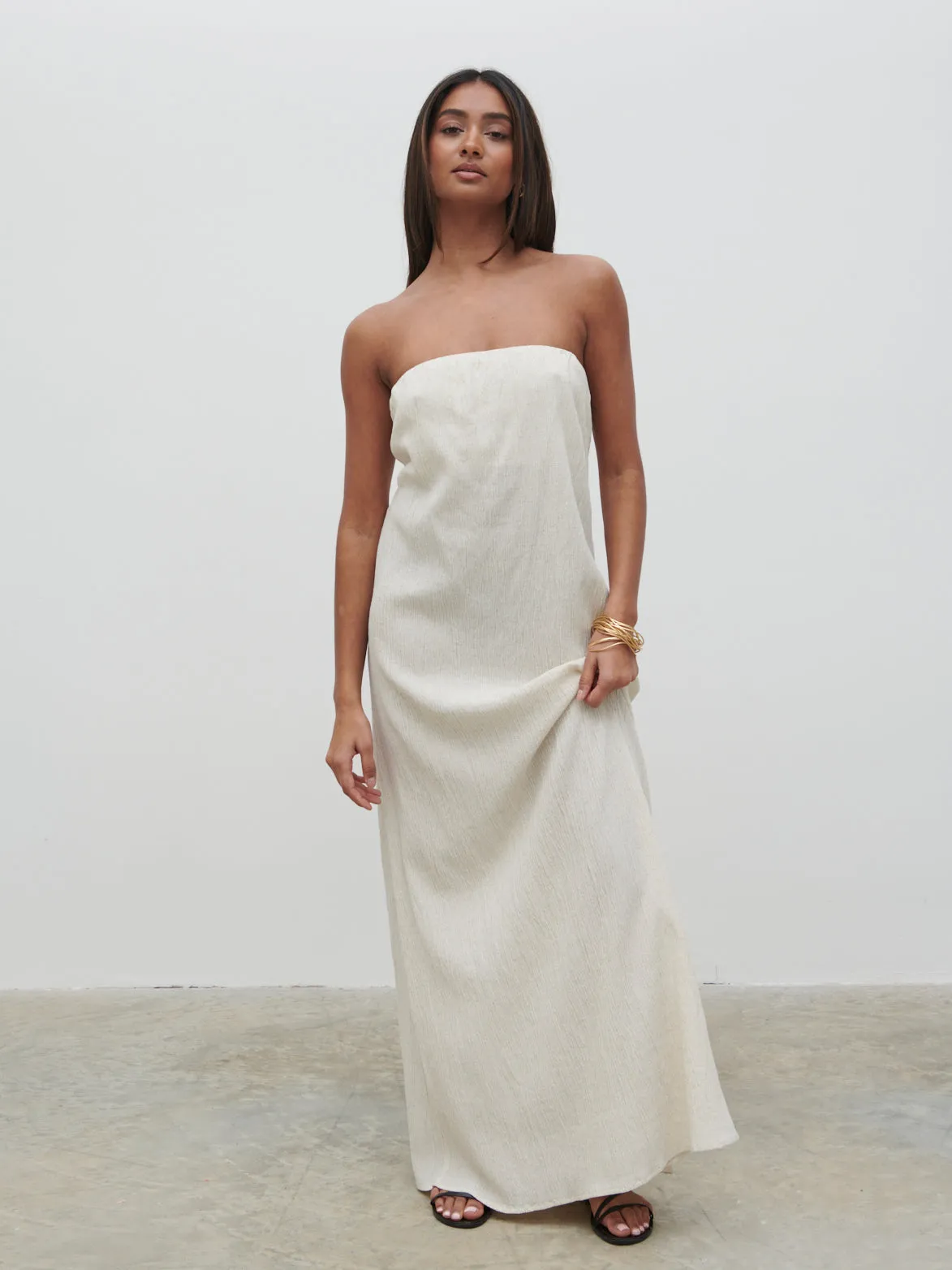 Demi Bandeau Maxi Dress - Natural sold by Pretty Lavish product image thumbnail 4