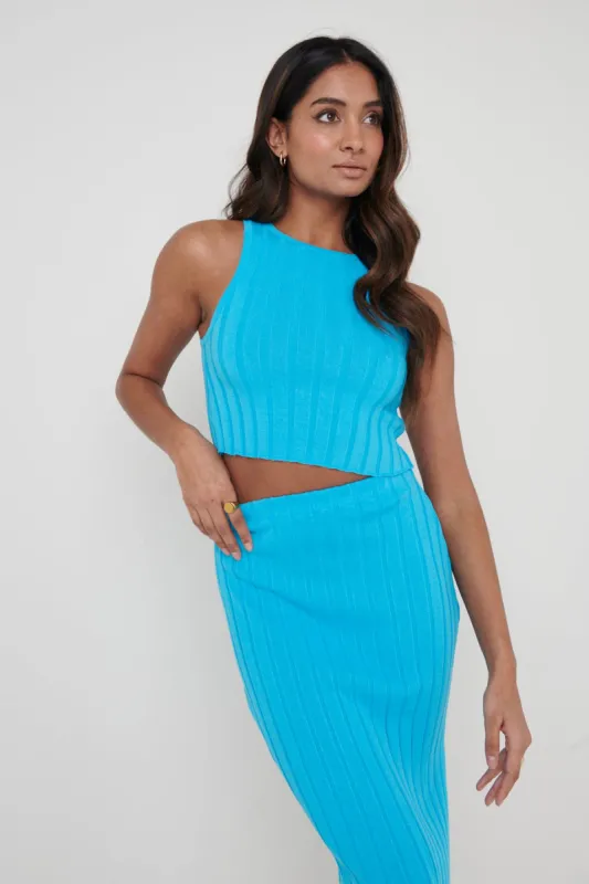 Auden Rib Knit Crop Top - Aqua Blue sold by Pretty Lavish