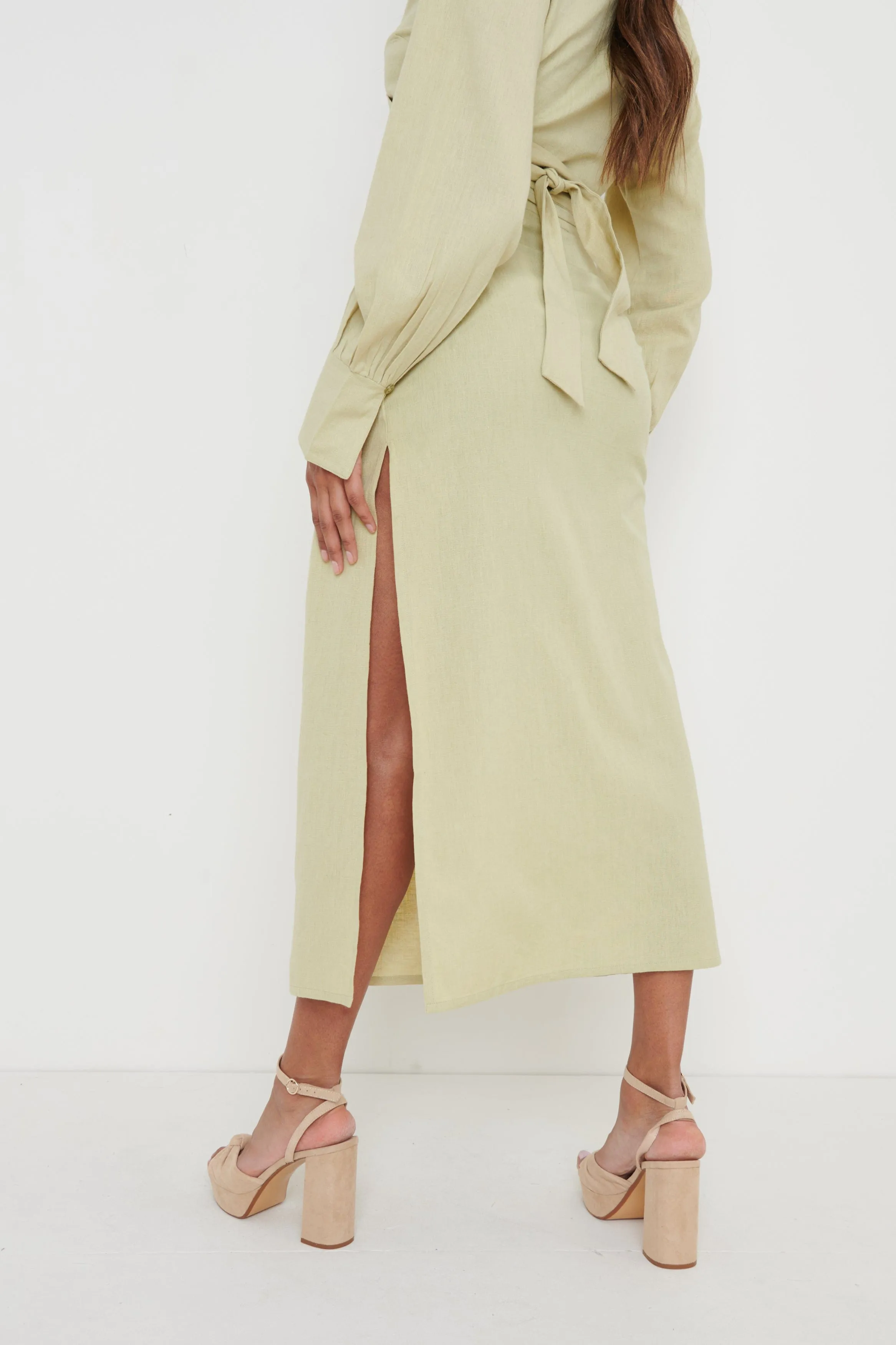 Harrie Ruched Skirt - Olive Green sold by Pretty Lavish product image thumbnail 2