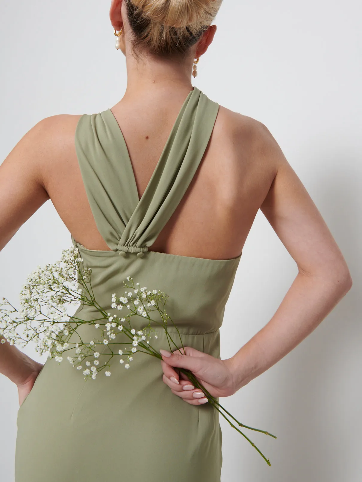 Milly Chiffon Bridesmaid Dress - Olive sold by Pretty Lavish product image thumbnail 2