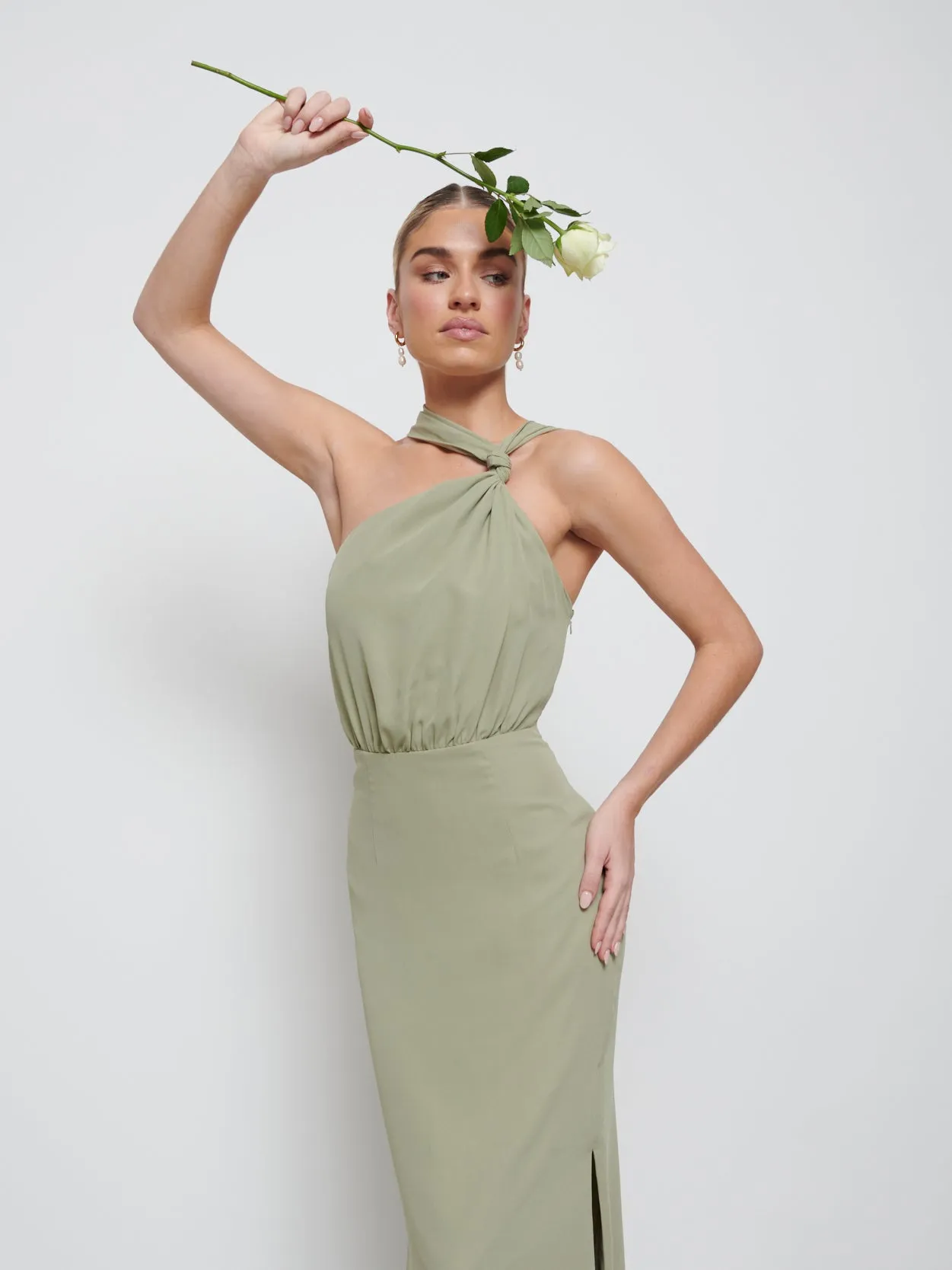 Milly Chiffon Bridesmaid Dress - Olive sold by Pretty Lavish product image thumbnail 4
