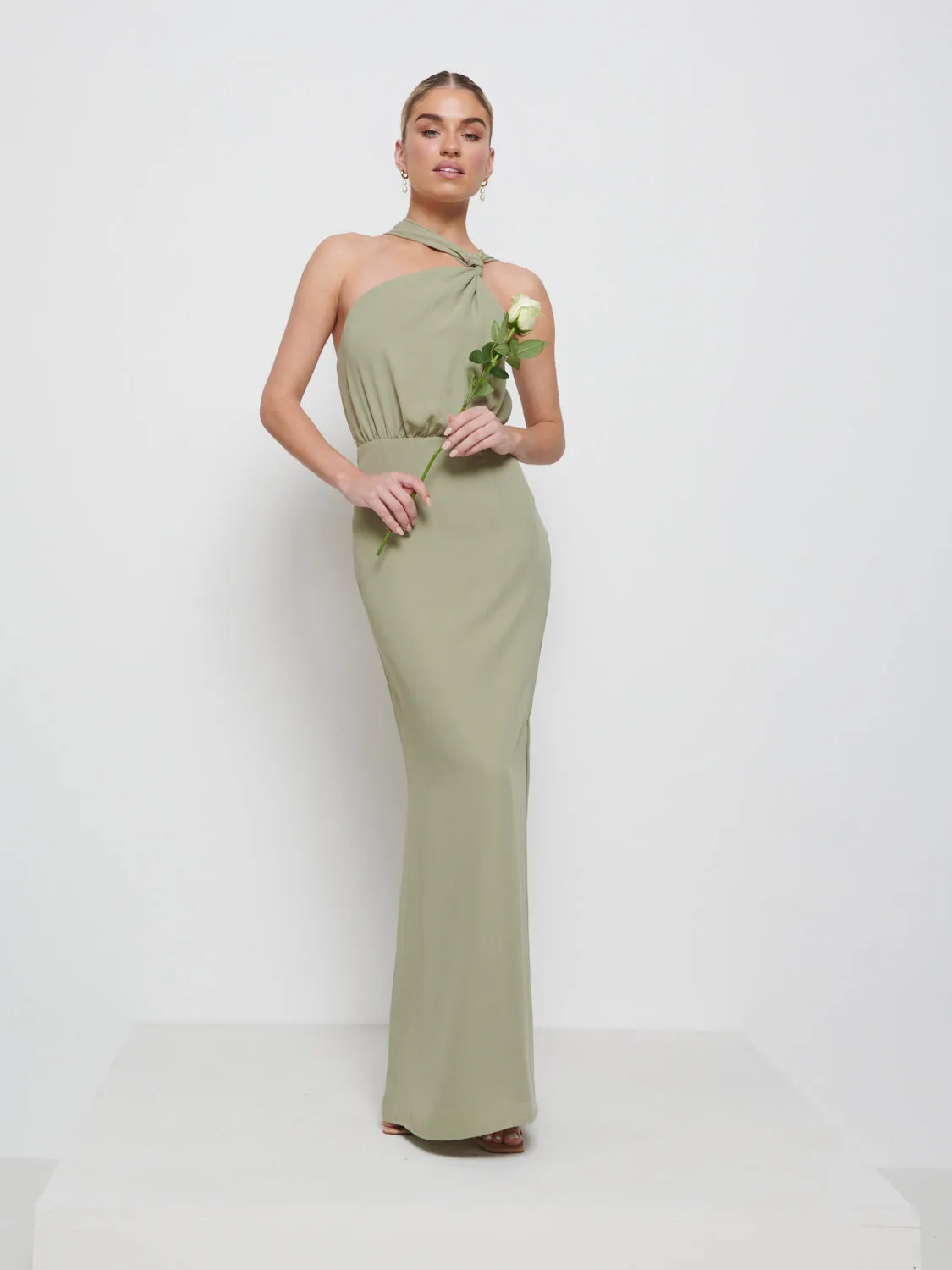 Milly Chiffon Bridesmaid Dress - Olive sold by Pretty Lavish