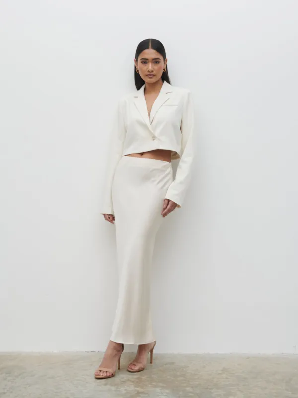 Breya Satin Midaxi Skirt - Oyster sold by Pretty Lavish