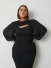 Elise Cut Out Shirred Midaxi Dress Curve - Black sold by Pretty Lavish