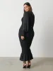 Elise Cut Out Shirred Midaxi Dress Curve - Black sold by Pretty Lavish