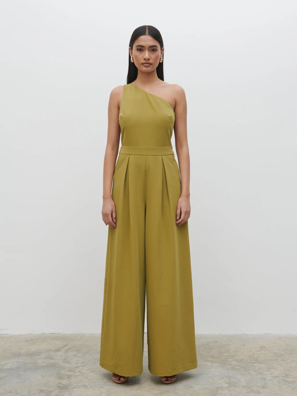 Natalie One Shoulder Jumpsuit - Tarragon Green sold by Pretty Lavish product image thumbnail 5