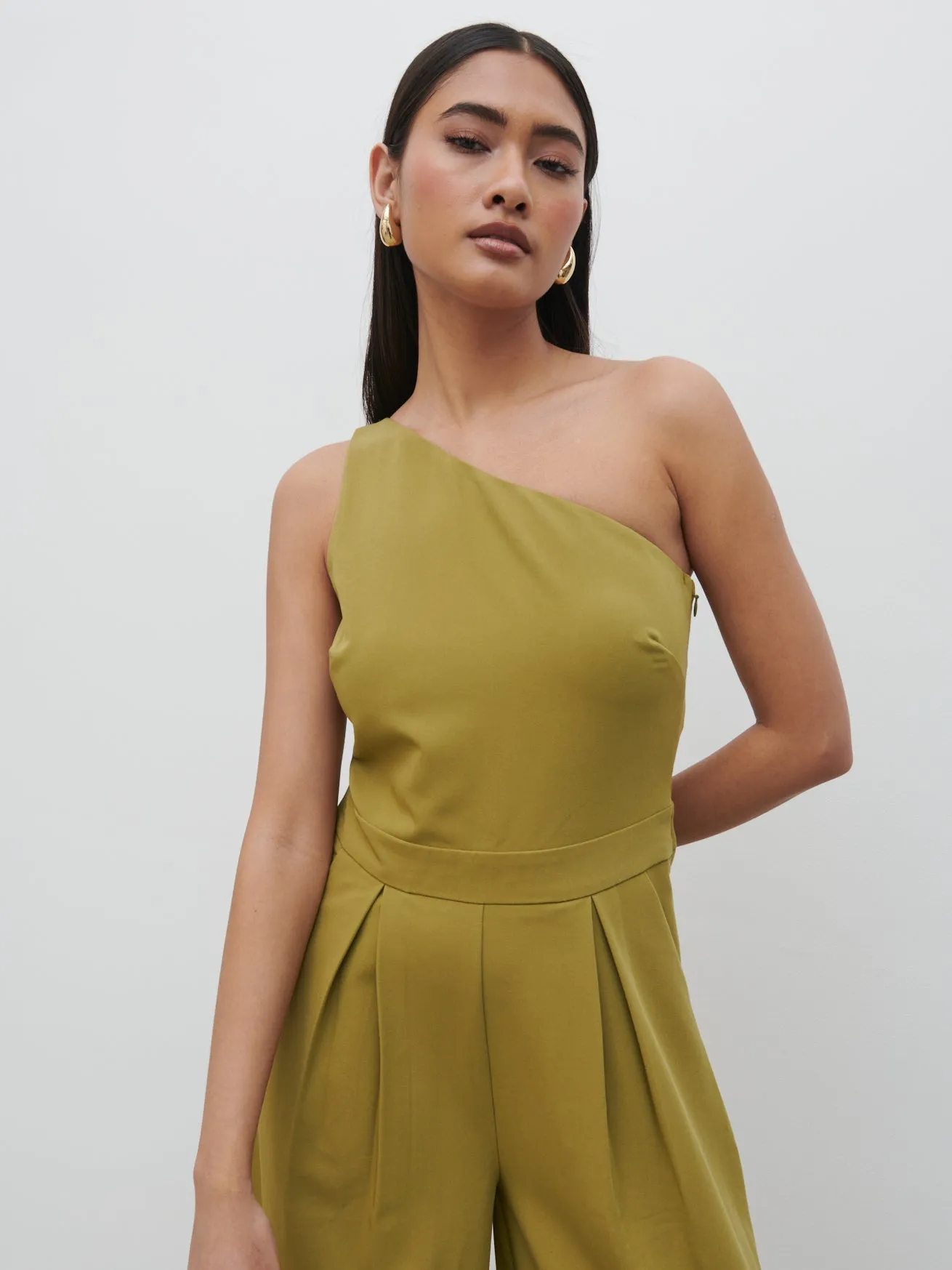 Natalie One Shoulder Jumpsuit - Tarragon Green sold by Pretty Lavish product image thumbnail 3