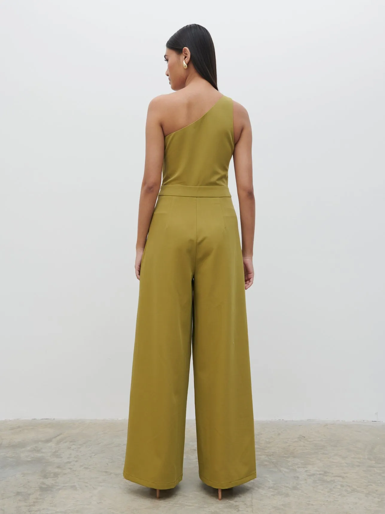 Natalie One Shoulder Jumpsuit - Tarragon Green sold by Pretty Lavish product image thumbnail 4