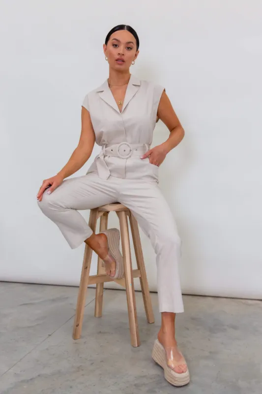 Farris Boilersuit - Beige sold by Pretty Lavish