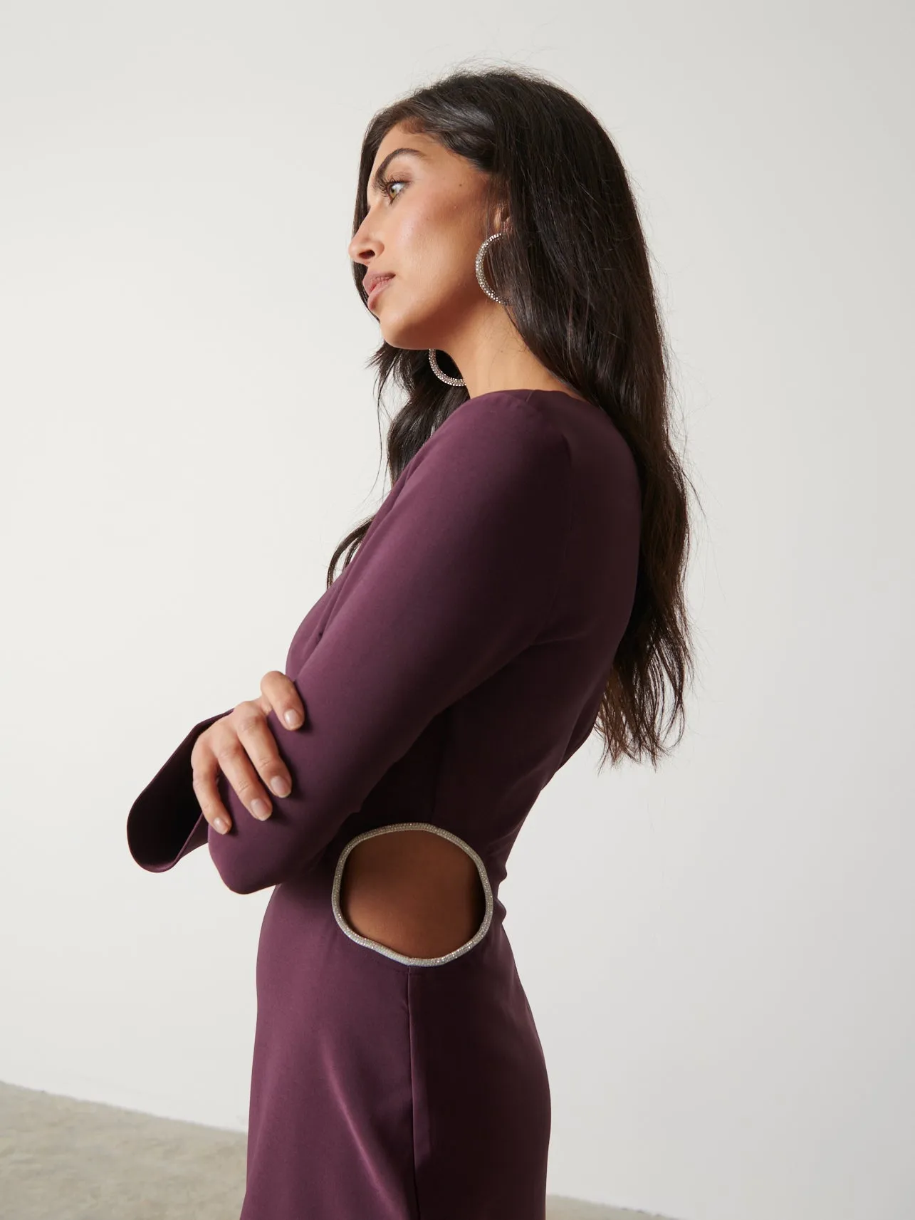 Reina Embellished Cut Out Mini Dress - Wine sold by Pretty Lavish product image thumbnail 2