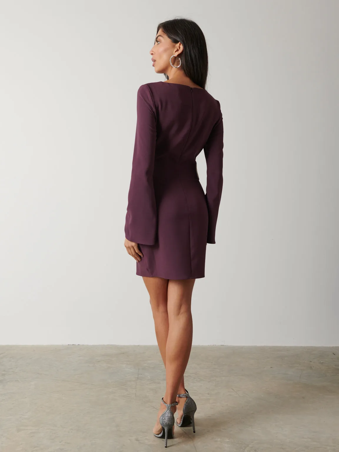 Reina Embellished Cut Out Mini Dress - Wine sold by Pretty Lavish product image thumbnail 3