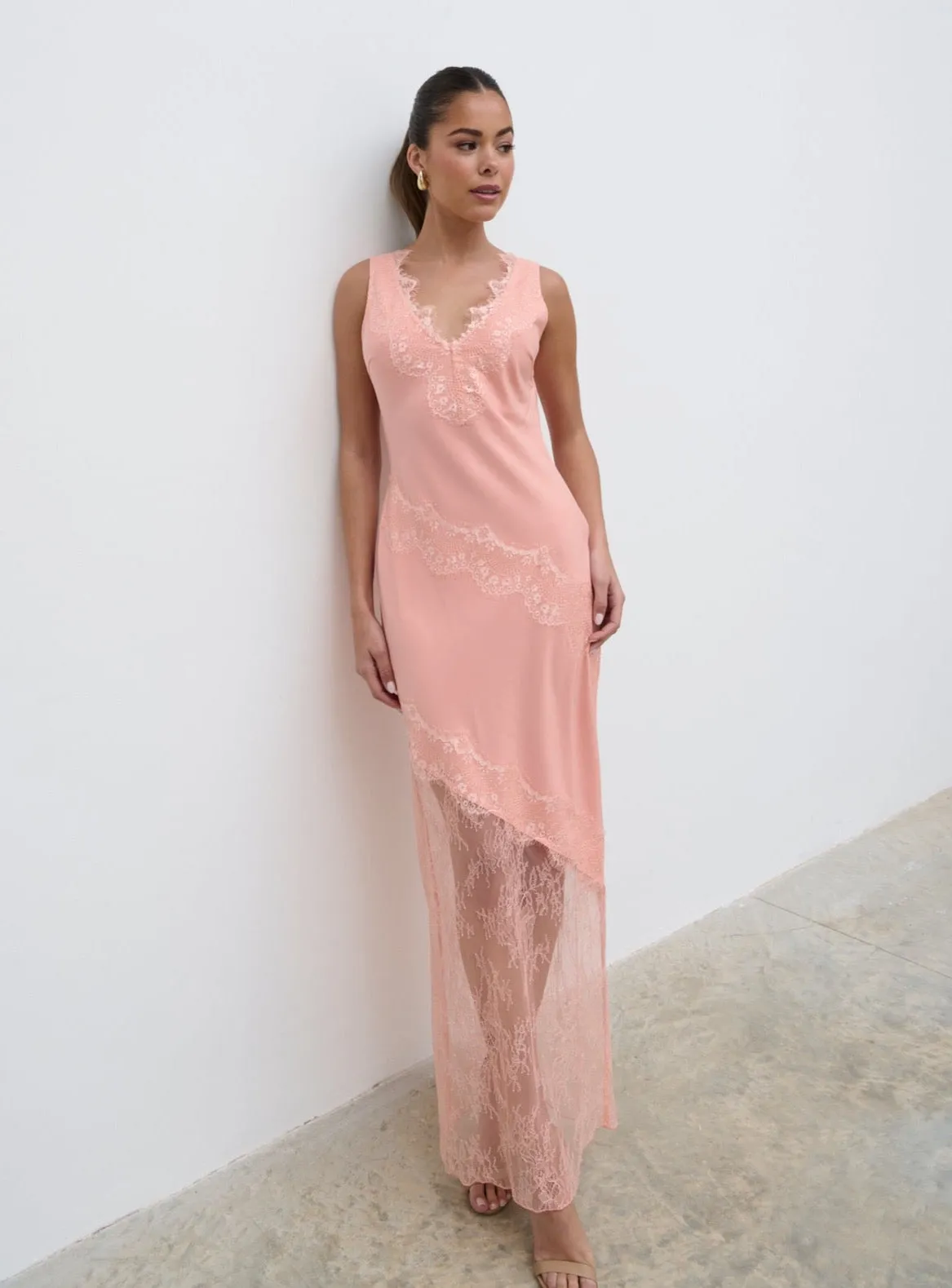 Robin Slip Maxi Dress - Apricot Ice sold by Pretty Lavish