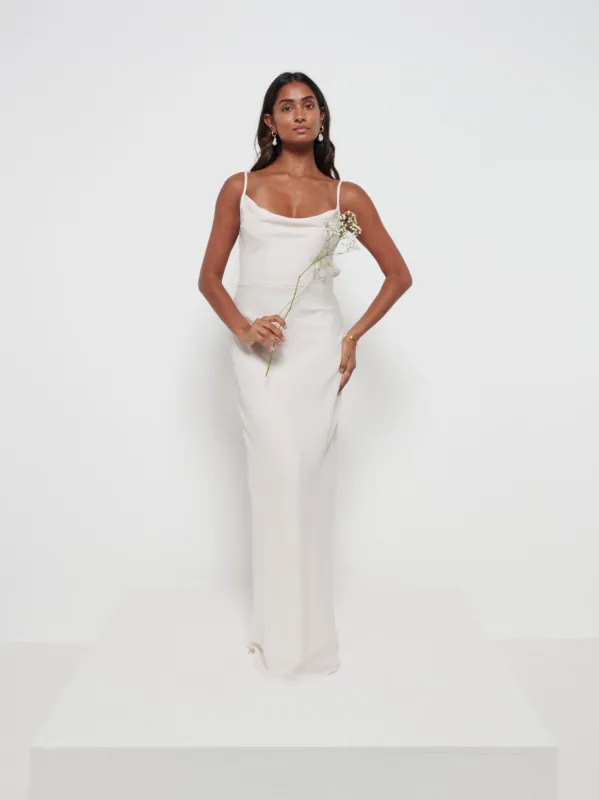 Keisha Chiffon Maxi Bridesmaid Dress - Champagne sold by Pretty Lavish