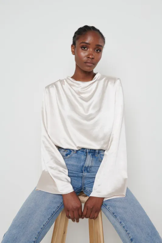 Jayda Cowl Neck Blouse- Oyser sold by Pretty Lavish