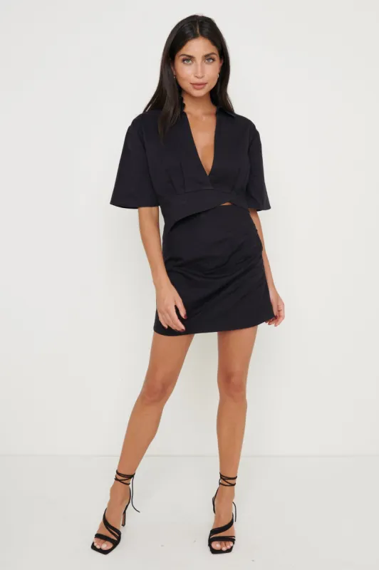 Flynn Ruched Mini Skirt - Black sold by Pretty Lavish