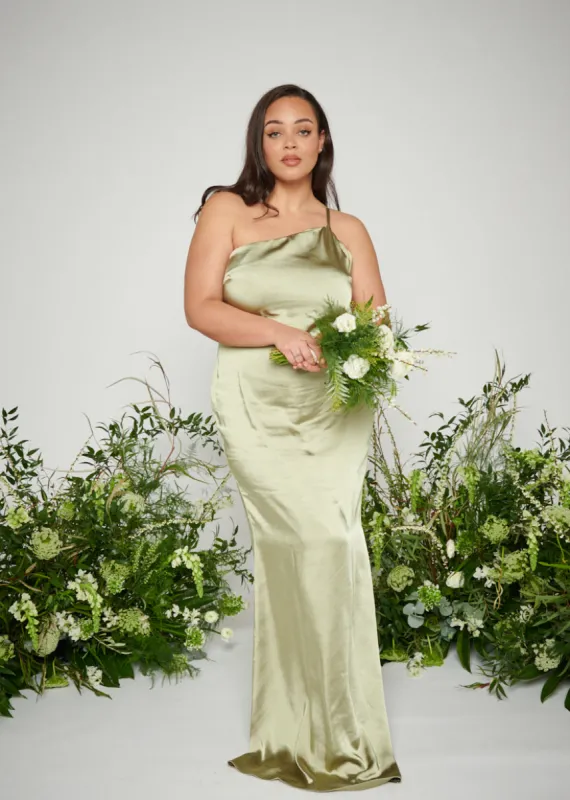 Amelia Maxi Bridesmaid Dress Curve - Matte Olive sold by Pretty Lavish