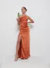 Amelia Ruched Maxi Bridesmaid Dress - Copper sold by Pretty Lavish