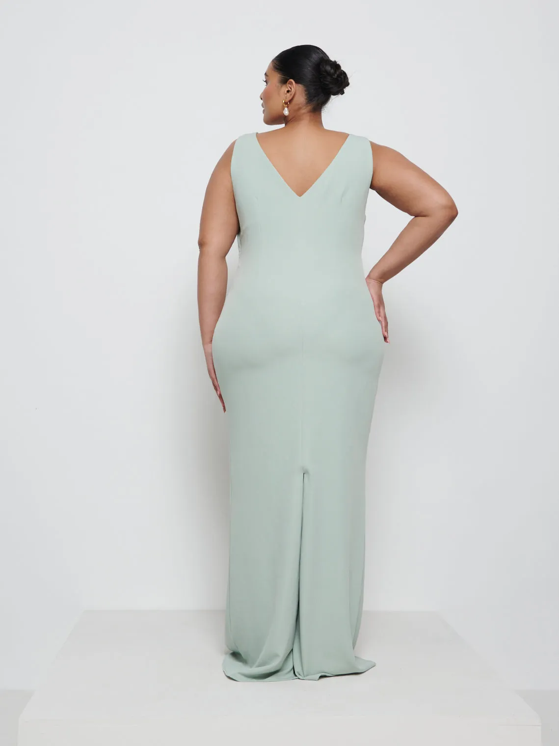 Esmee Crepe Maxi Bridesmaid Dress Curve - Sage sold by Pretty Lavish product image thumbnail 3