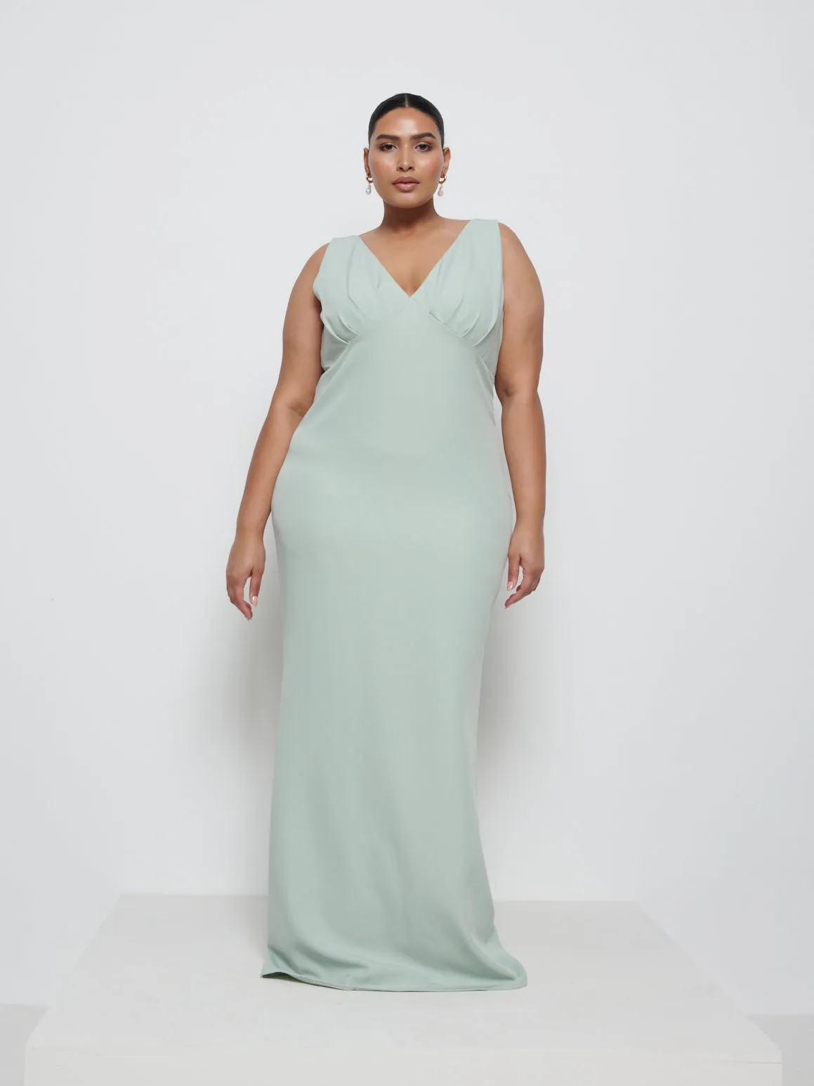 Esmee Crepe Maxi Bridesmaid Dress Curve - Sage sold by Pretty Lavish product image thumbnail 4