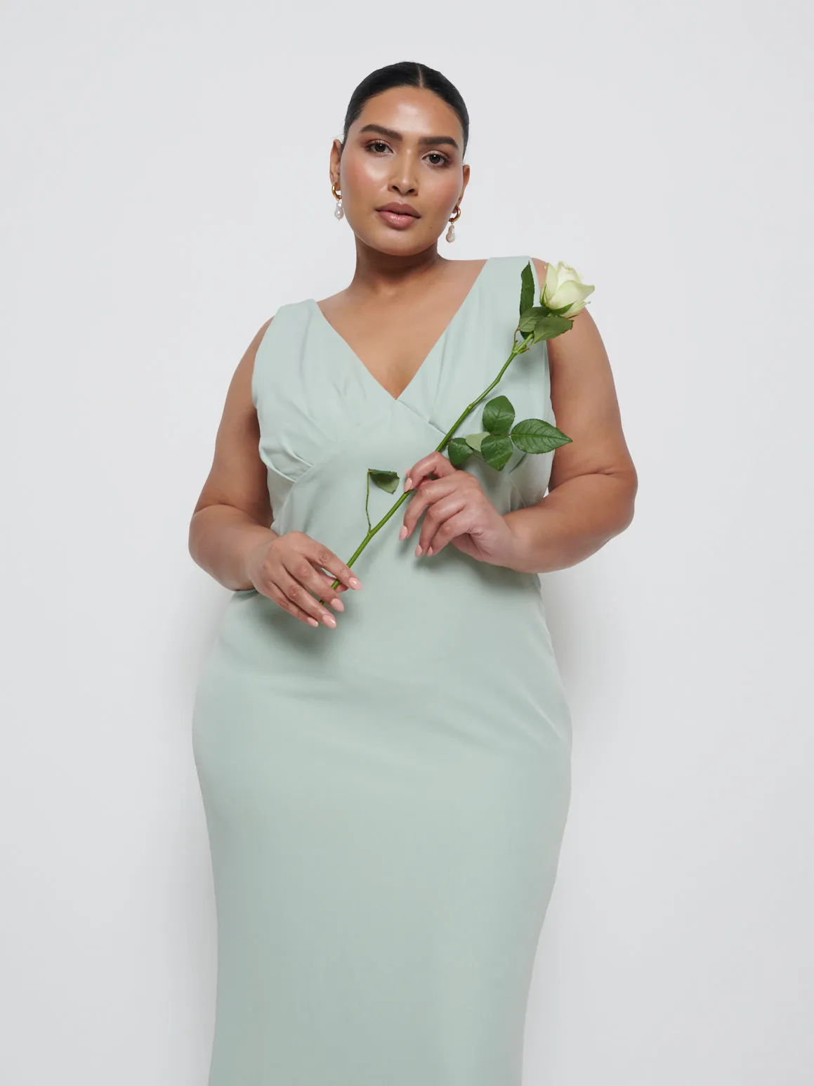 Esmee Crepe Maxi Bridesmaid Dress Curve - Sage sold by Pretty Lavish product image thumbnail 2