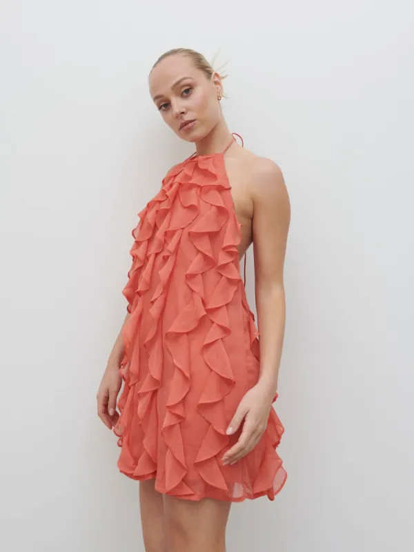 Kelsey Ruffle Mini Dress - Pink Clay sold by Pretty Lavish