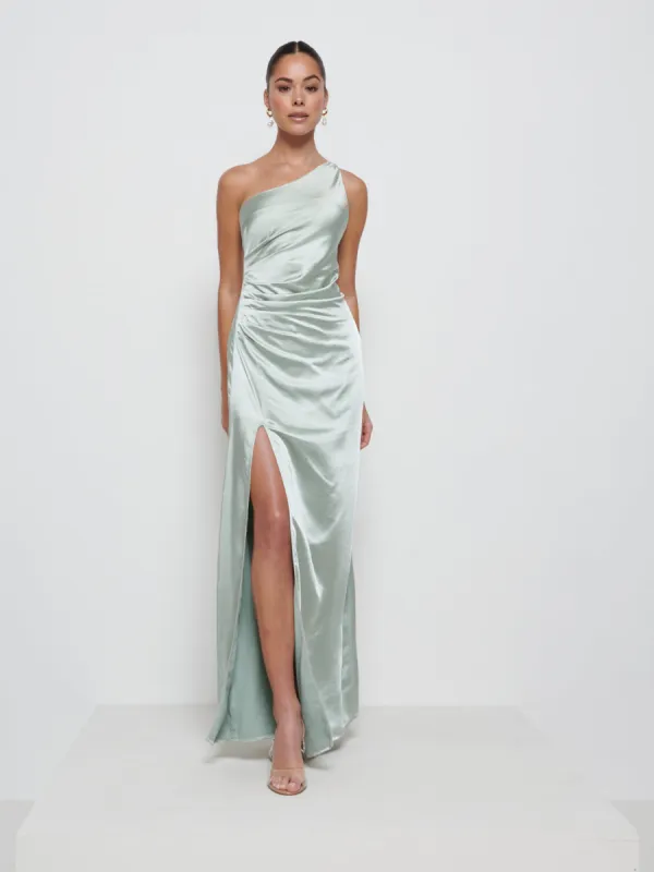Amelia Ruched Maxi Bridesmaid Dress - Matte Sage sold by Pretty Lavish