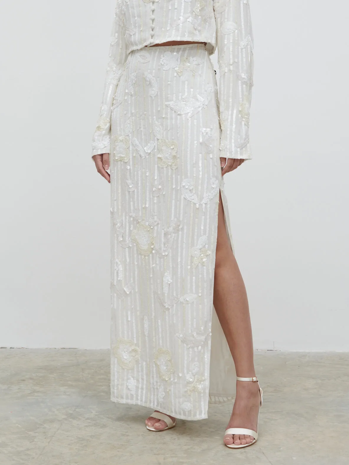 Cannes Sequin Maxi Skirt - Ivory sold by Pretty Lavish product image thumbnail 5