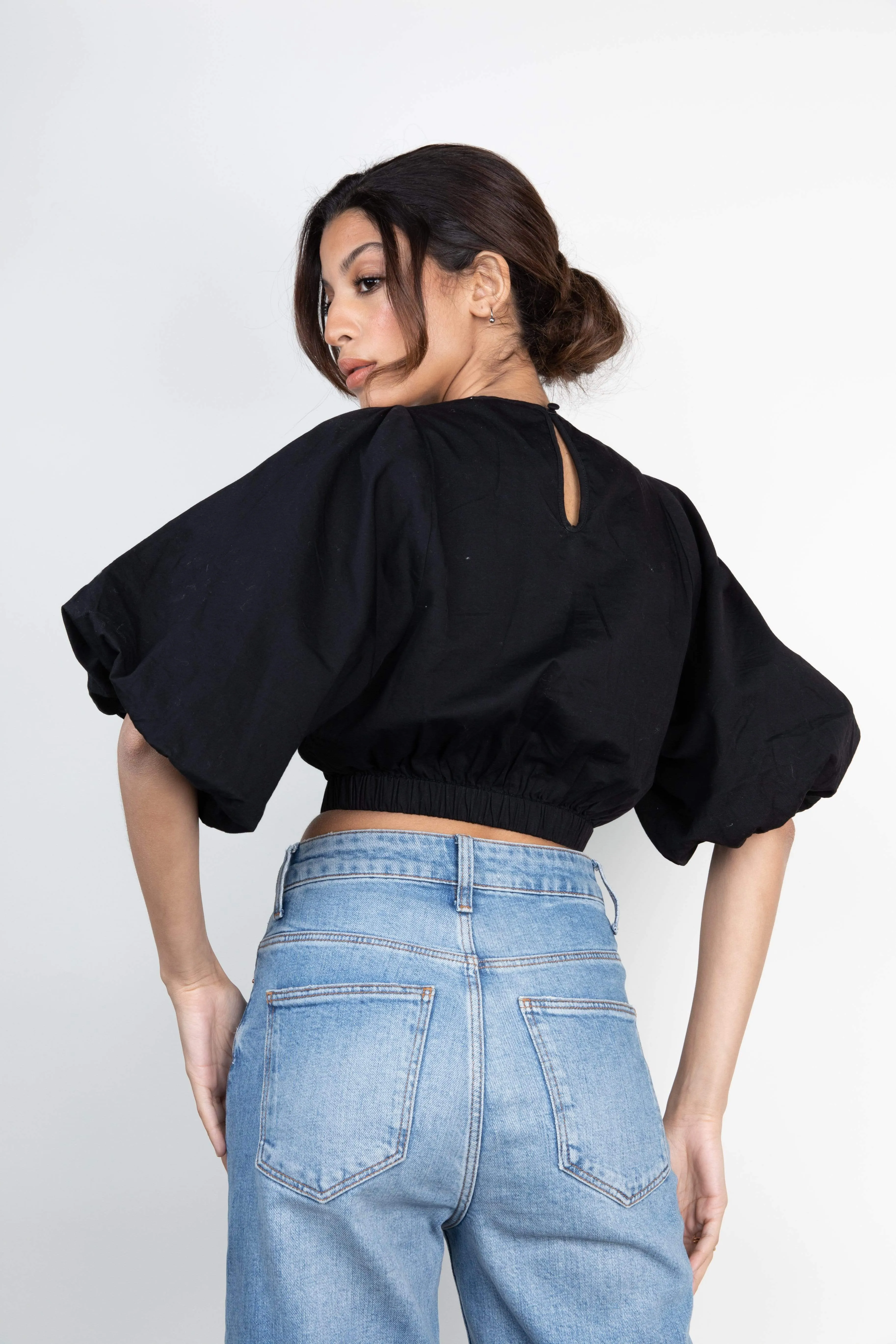 Ruby Puff Sleeve Blouse - Black sold by Pretty Lavish product image thumbnail 5