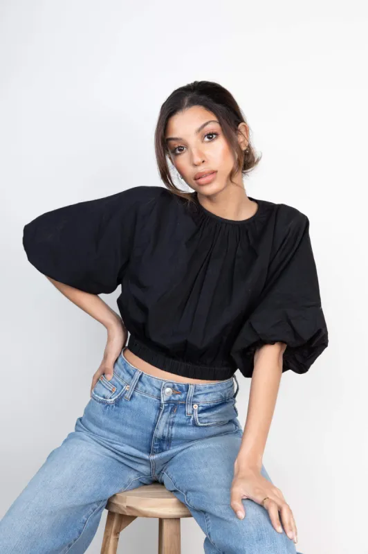 Ruby Puff Sleeve Blouse - Black sold by Pretty Lavish