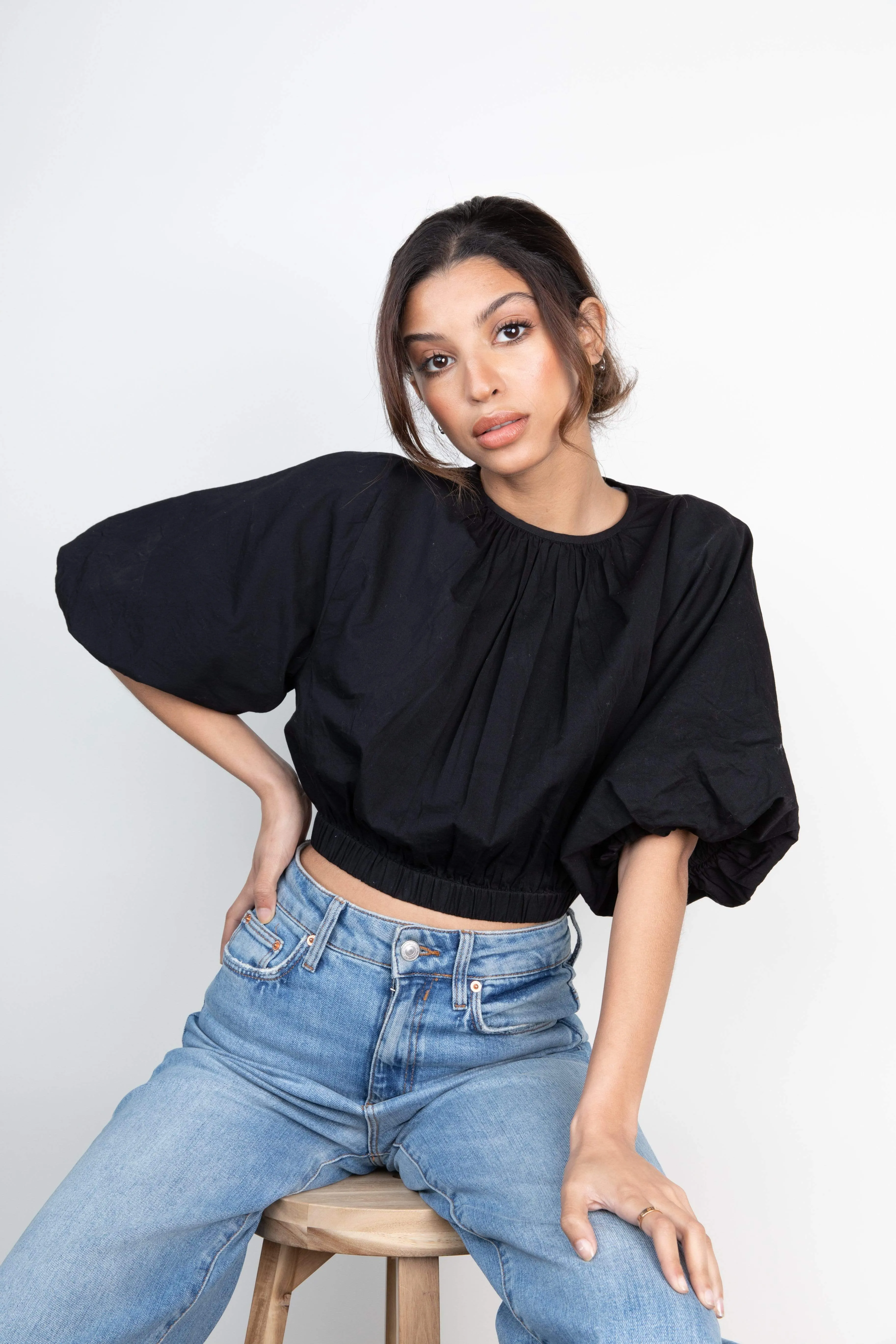 Ruby Puff Sleeve Blouse - Black sold by Pretty Lavish