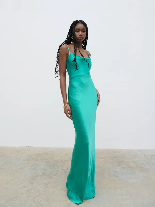 Keisha Satin Maxi Dress - Jade Green sold by Pretty Lavish