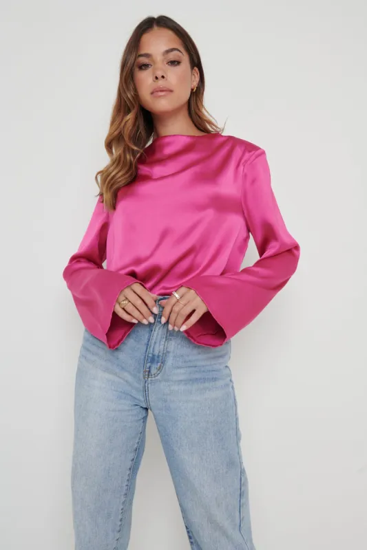 Jayda Cowl Neck Blouse - Pink sold by Pretty Lavish