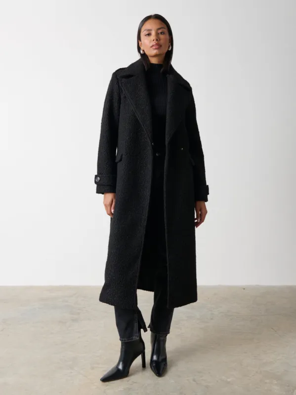 Halston Oversized Boucle Coat - Black sold by Pretty Lavish