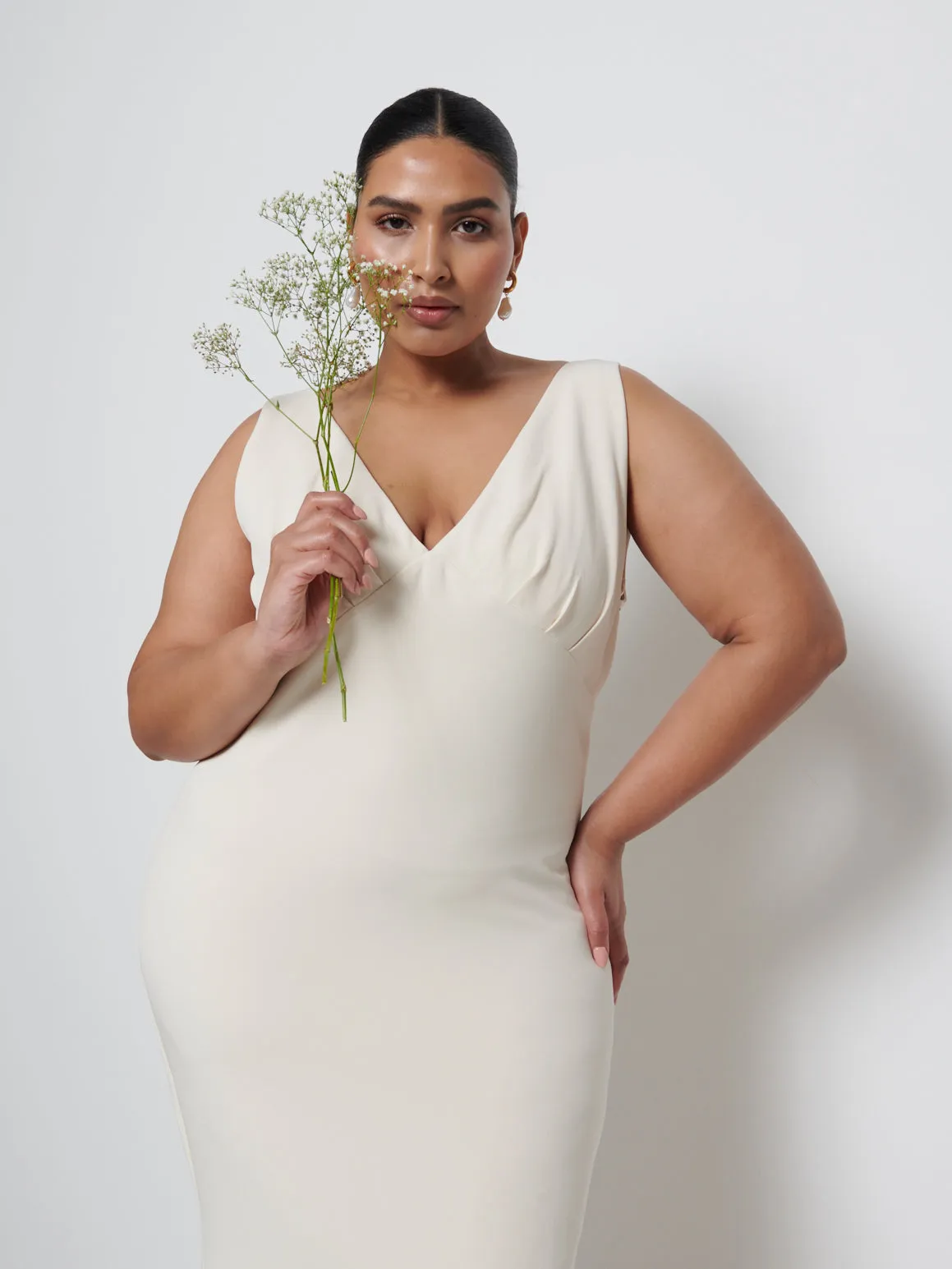 Esmee Crepe Maxi Bridesmaid Dress Curve - Champagne sold by Pretty Lavish product image thumbnail 2