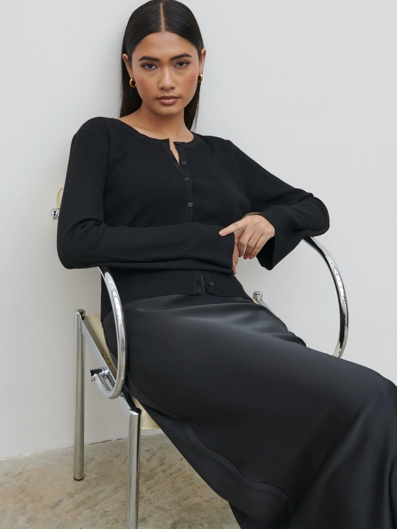 Breya Satin Midaxi Skirt - Black sold by Pretty Lavish product image thumbnail 3