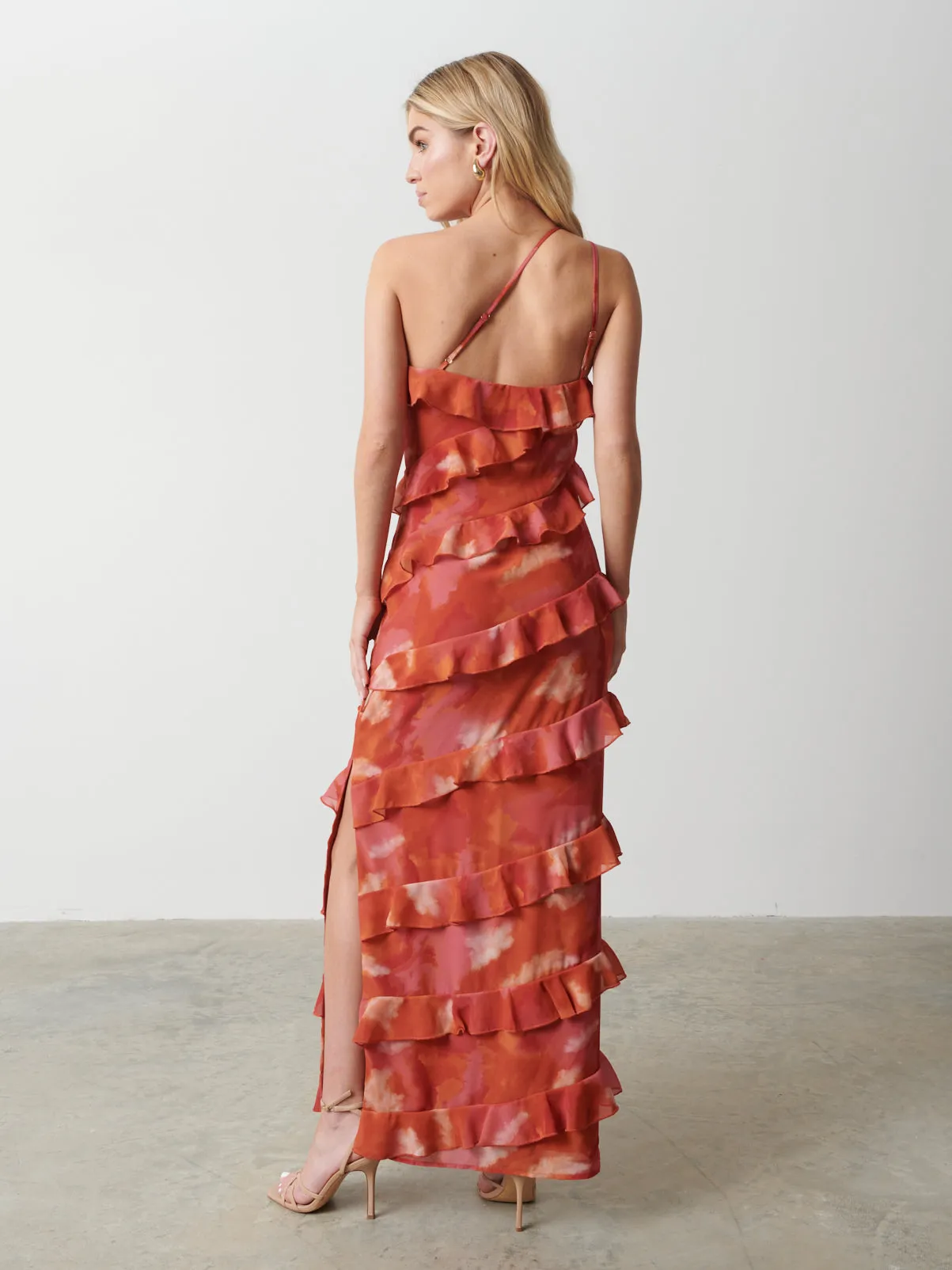 Paisley Printed Ruffle Maxi Dress - Abstract Watercolour sold by Pretty Lavish product image thumbnail 3