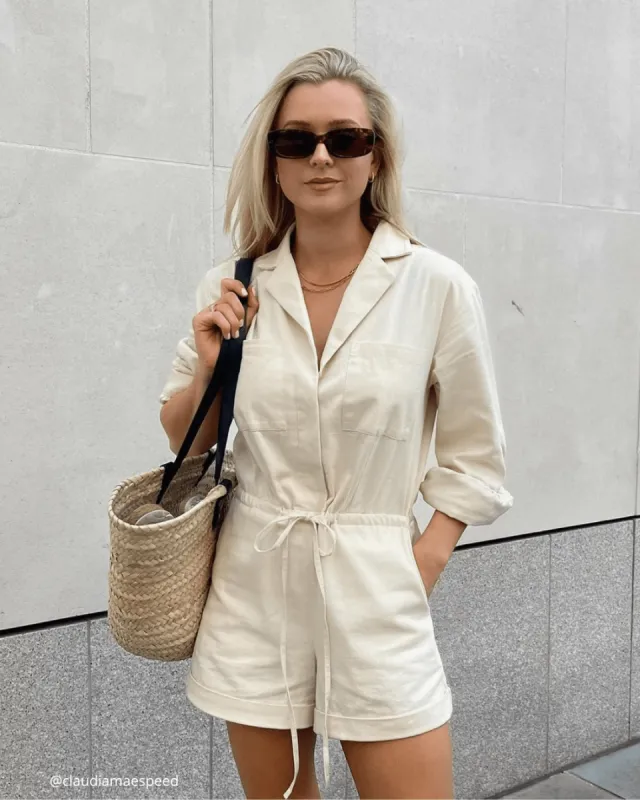 Skyla Playsuit - Sand sold by Pretty Lavish