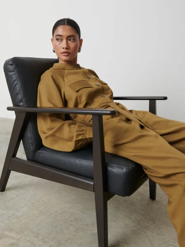 Brooke Belted Jumpsuit - Khaki sold by Pretty Lavish