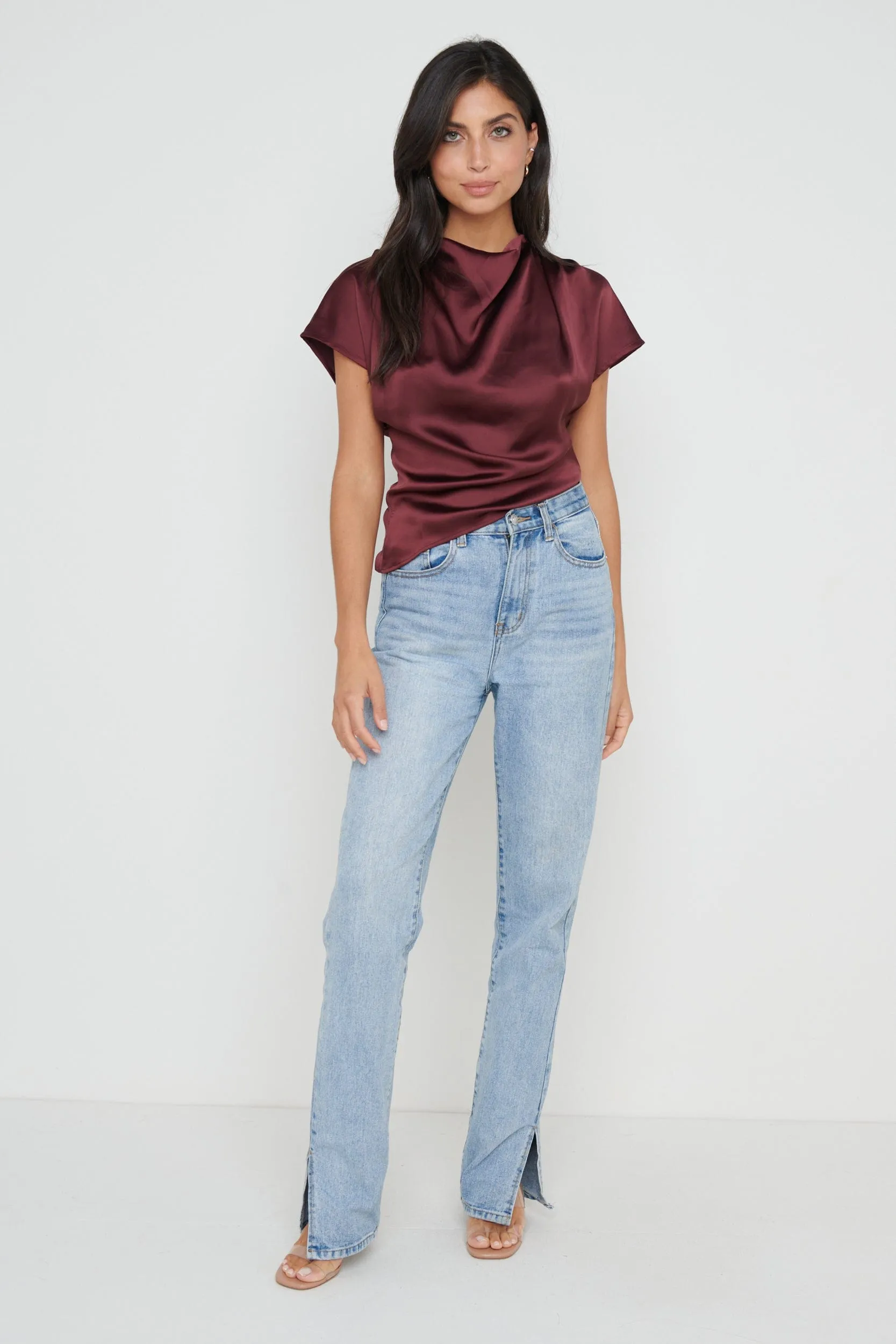 Lilith Cropped Blouse - Wine sold by Pretty Lavish product image thumbnail 3