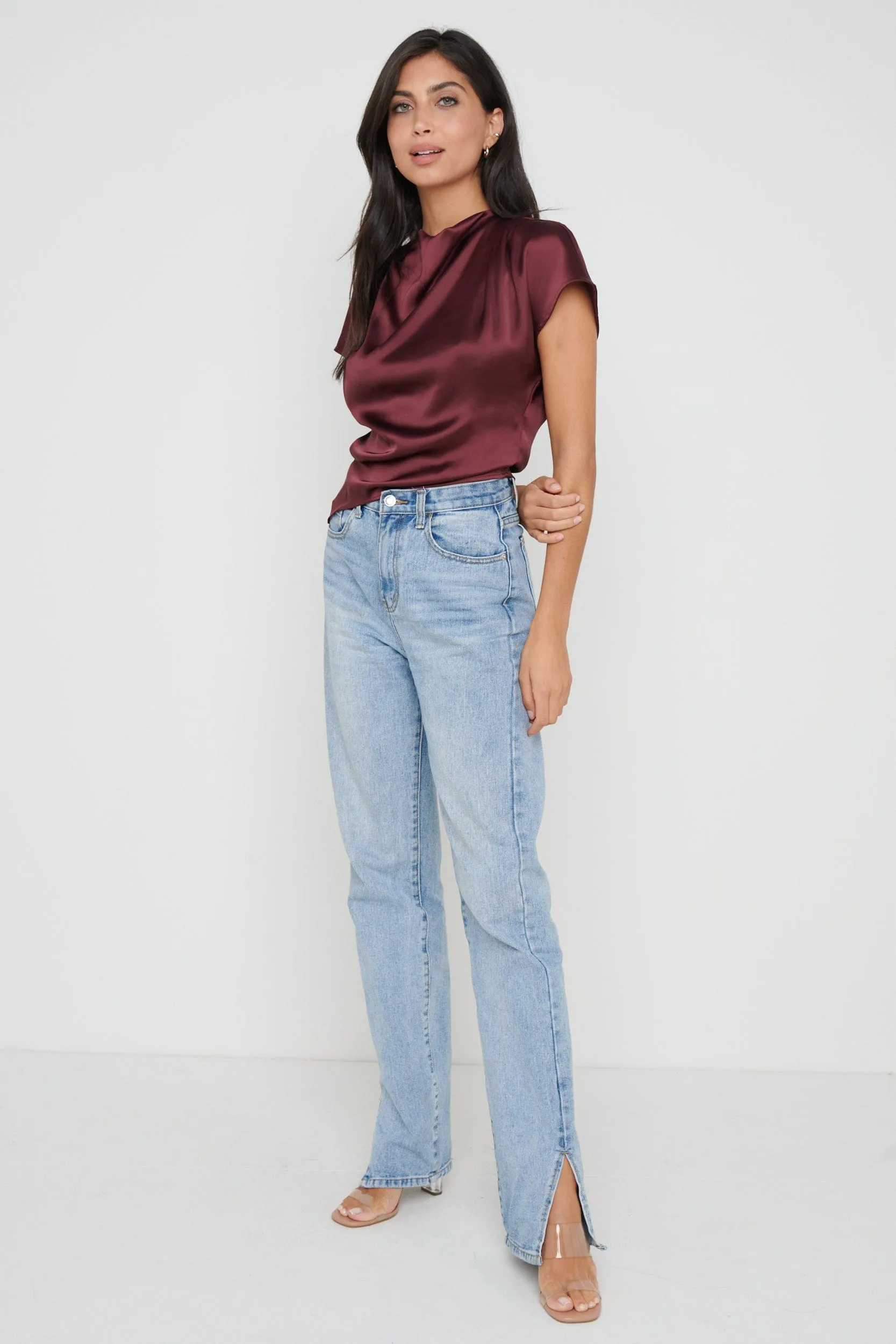 Lilith Cropped Blouse - Wine sold by Pretty Lavish product image thumbnail 2