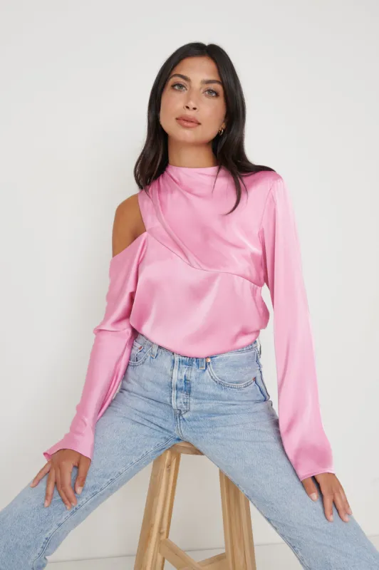 Jett Asymmetric Blouse - Pink sold by Pretty Lavish