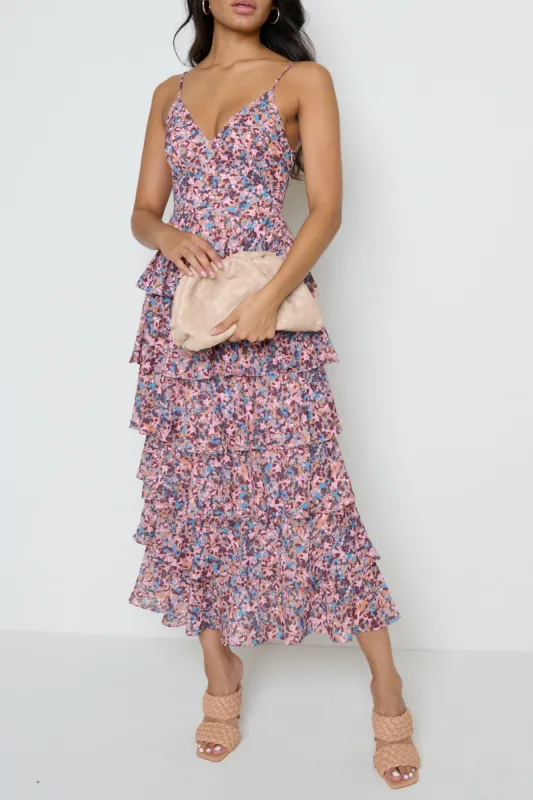 Lissy Ruffle Midaxi Dress - Floral sold by Pretty Lavish