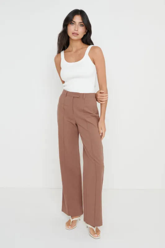 Marlowe Linen Trousers - Brown sold by Pretty Lavish