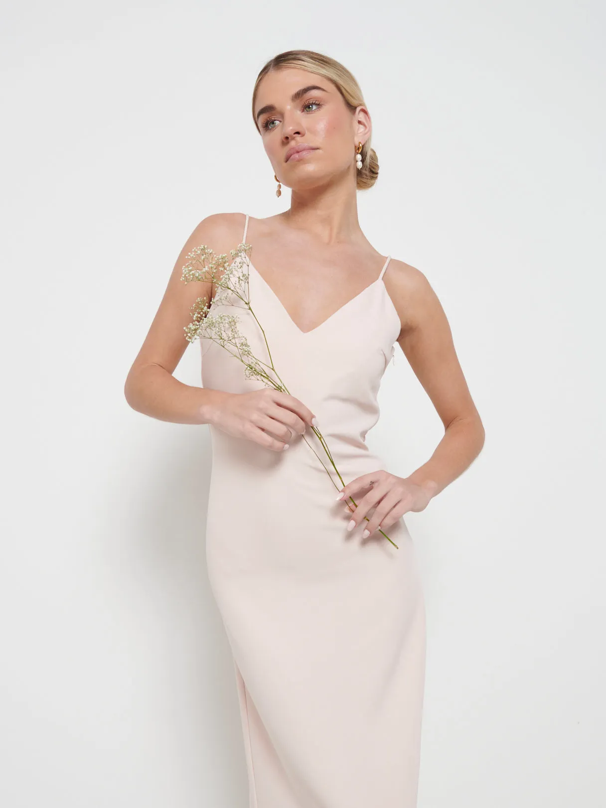 Tillie V-Neck Maxi Bridesmaid Dress - Blush sold by Pretty Lavish product image thumbnail 2