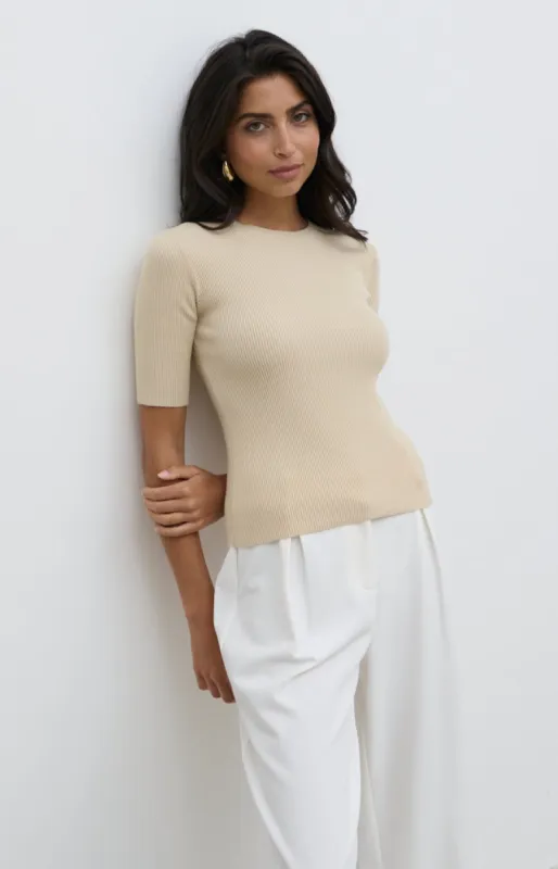 Jayla Knit Top - Beige sold by Pretty Lavish