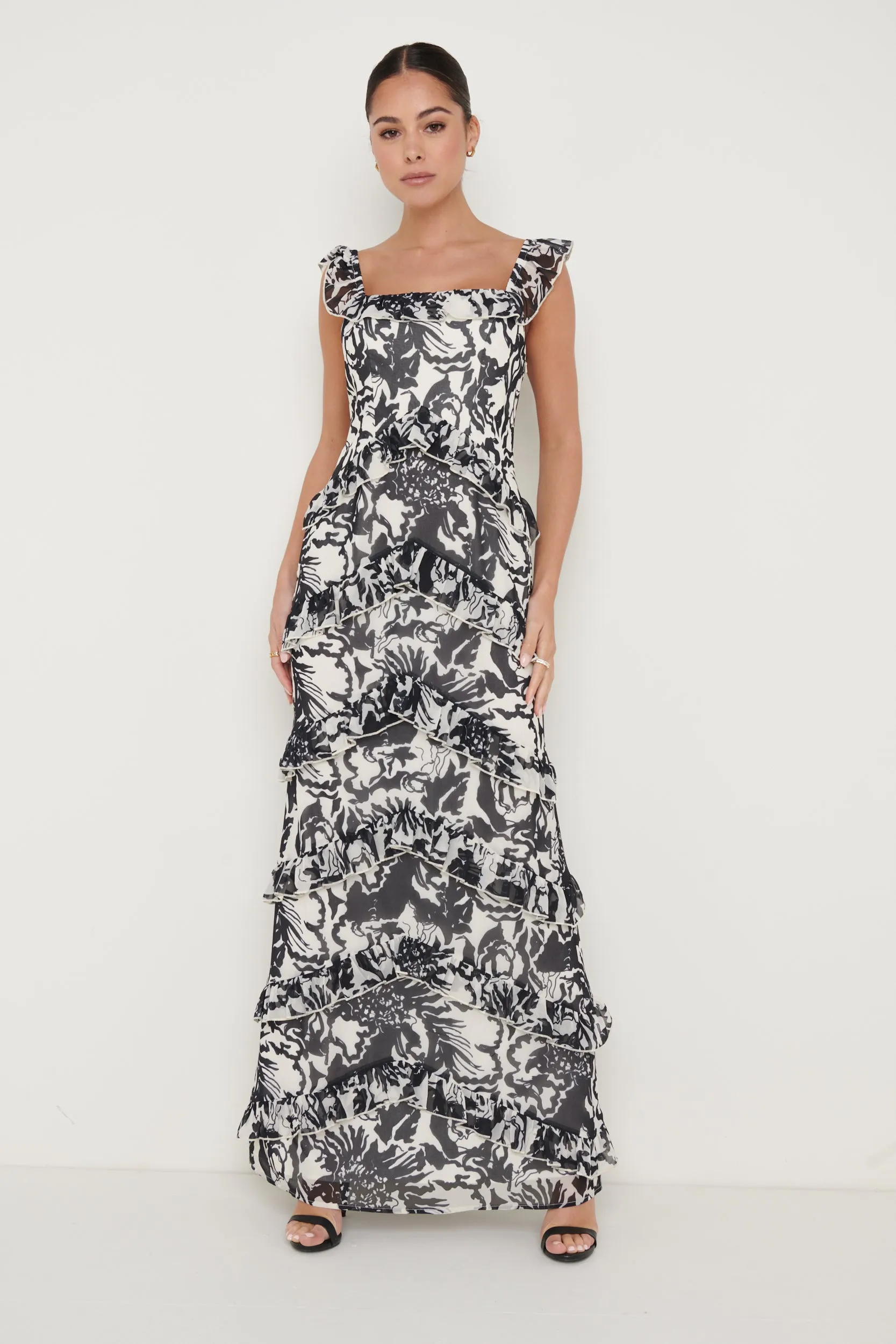 Cecile Maxi Dress - Monochrome Floral sold by Pretty Lavish product image thumbnail 4