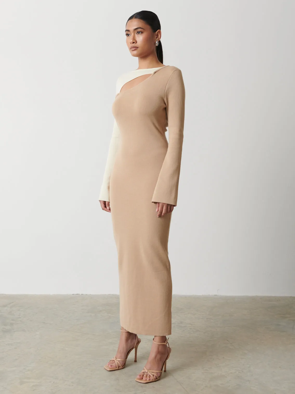 Brogan Contrast Knit Dress - Beige and Cream sold by Pretty Lavish product image thumbnail 4