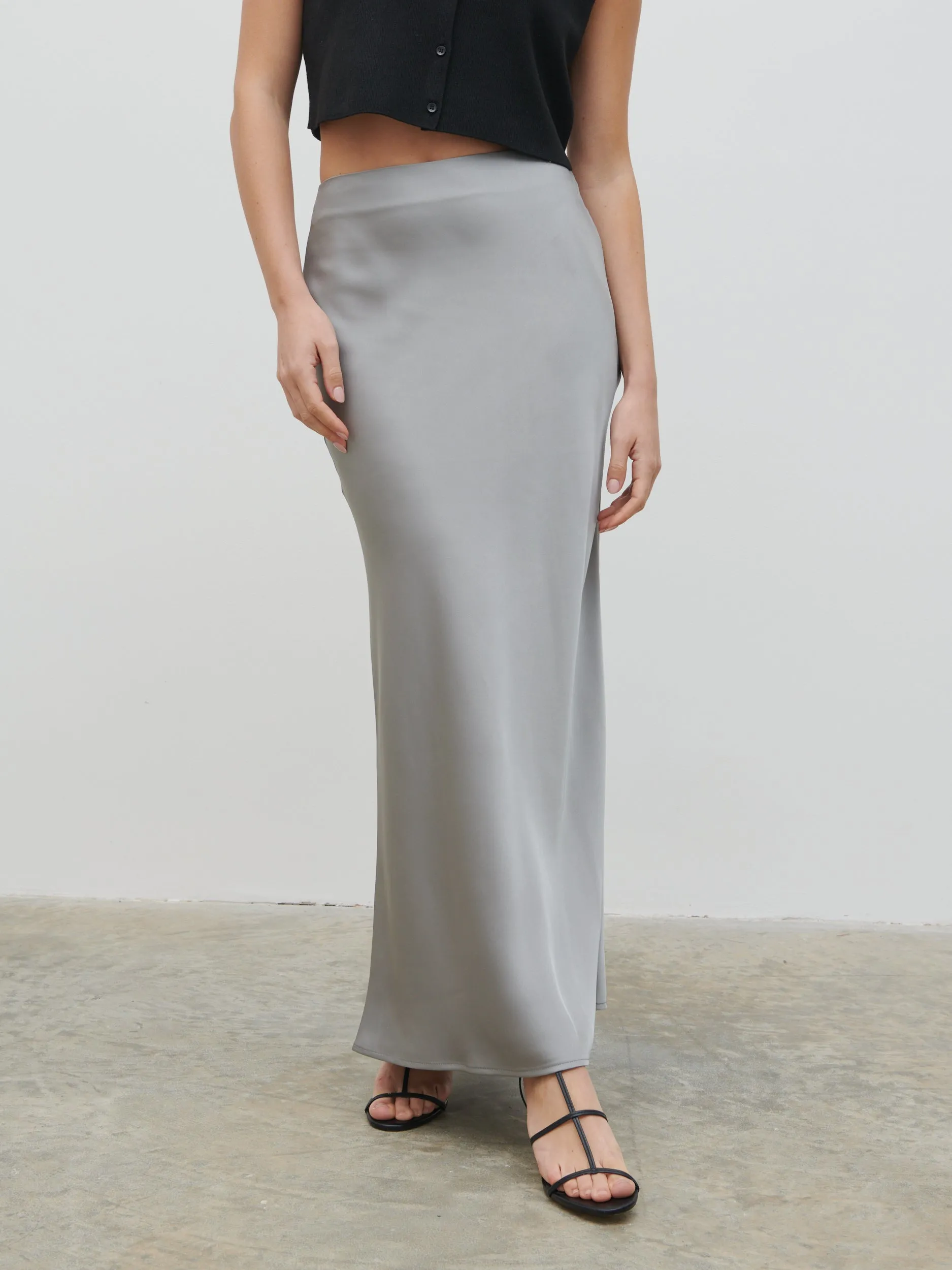 Breya Satin Maxi Skirt - Slate Grey sold by Pretty Lavish product image thumbnail 2
